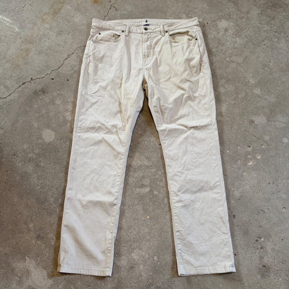 Johnnie-O Atlas Pants Men 36x30 Khaki Tan Stretch 5-Pocket JMPA1830-ATLAS